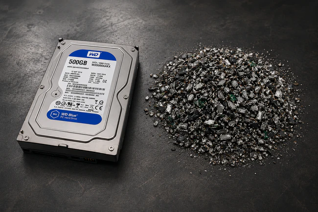 Secure destruction equipment used in a certified information destruction process.