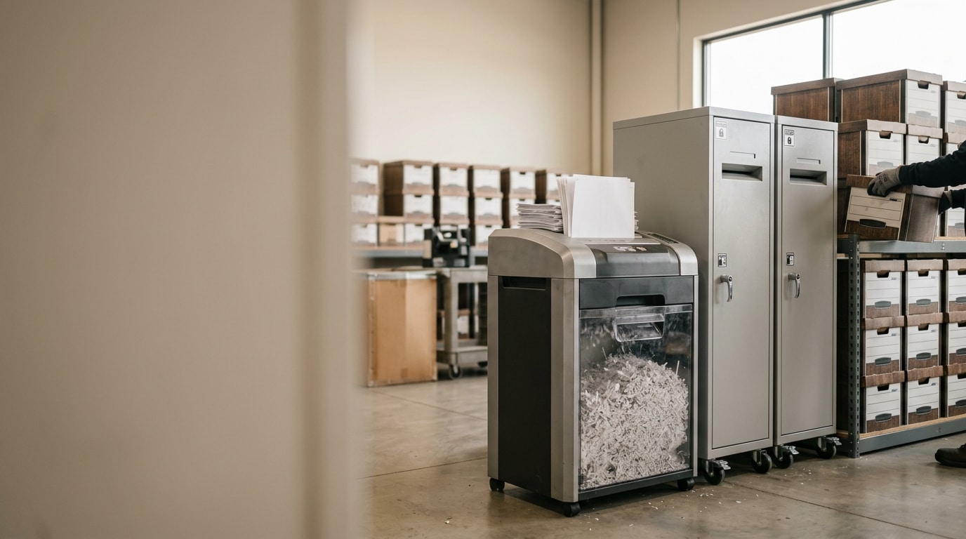 Confidential paper documents prepared for secure shredding and recycling.